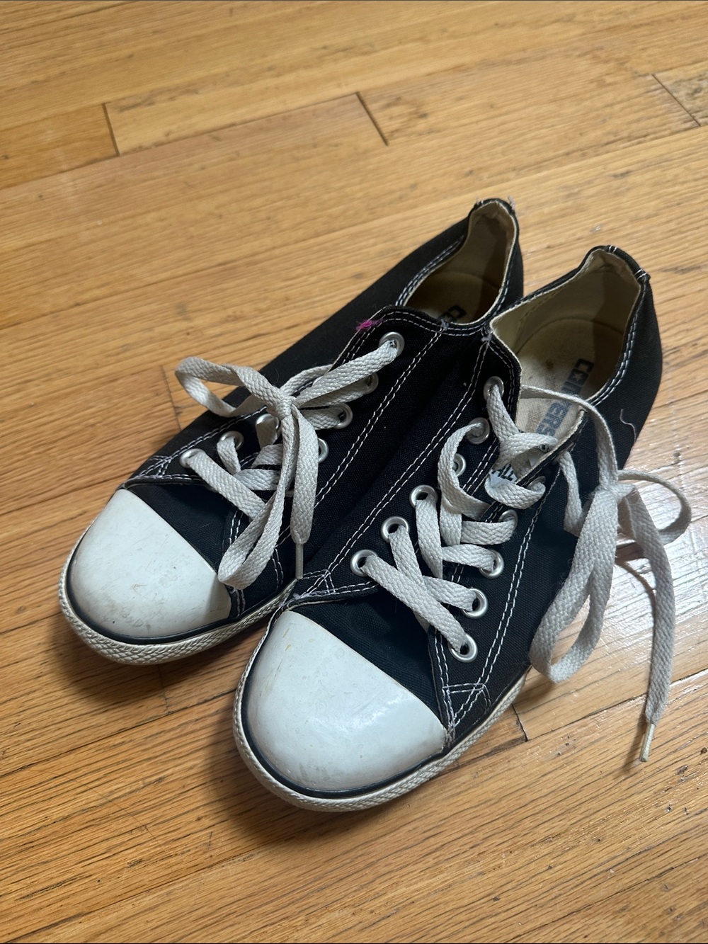 Converse Black Canvas Low-Top Sneakers with White Toecaps